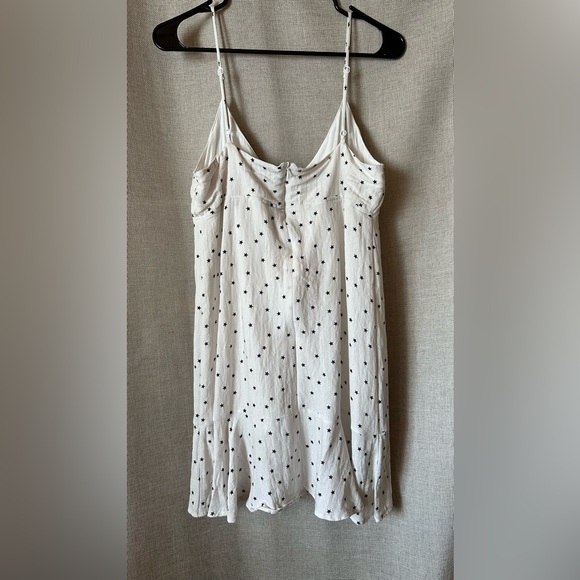 Aqua•tie front spaghetti strap mini dress•medium•rayon blend•black & white stars - Picture 2 of 16